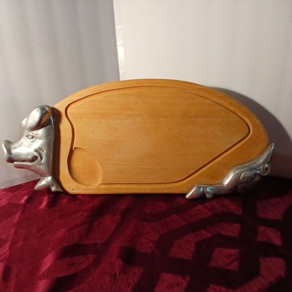 Vtg LARGE 10 x 23" Charcuterie Platter Wooden Pig Cutting Board by The Cellar - Picture 1 of 16